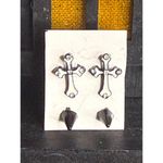 Black Cross & Spike Stud Earrings – Gothic Halloween Set of 2 Pairs NWOT Photo 1
