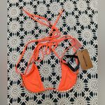 Pretty Little Thing  Coral Diamante Trim Cleavage Wire Bikini Top size 4 Photo 2