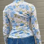 Abercrombie & Fitch Y2K Vintage Cotton Blue Floral Fitted Button Down Shirt Photo 2