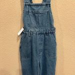 We Wore What NWT  Slouchy Slit Denim Overalls - Steel Photo 5