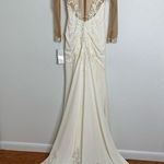 David's Bridal Galina Signature Long Sleeve Ivory Sheer Beaded Wedding Dress 4 Photo 10