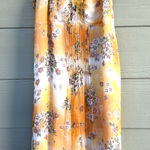 Kiko Bay Yellow 100% Silk Floral Flower Beaded Sleeveless Midi Dress Women Large Photo 0