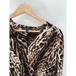 Catherine Malandrino Top Women SMALL Brown White Black Cheetah Print V-Neck Photo 4