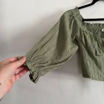 O. Vianca | Green Ruched Puff Sleeve Corset Boustier Style Crop Top | Small Photo 2