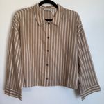 Everlane NWT Woven PJ Top Brown Stripe Button Down Shirt Cotton Sz M Photo 2