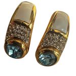 Vintage Christian Dior Blue Glass & White Enamel Clip Photo 4