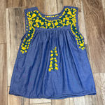 Spirit Dress Denim Embroidered Top Blue Size L Photo 0