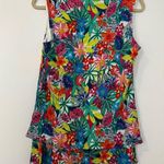 Hailey Lyn colorful tropical floral tank top sleeveless keyhole ruffle Green Size M Photo 5