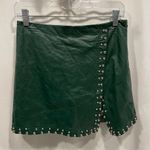 Y2K Green machine faux leather studded micro mini skirt shorts liner rocker punk Size M Photo 0