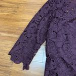 Loft Lace Dress Womens 6 Purple Floral Overlay 3/4 Sleeve Party Cocktail Plum Photo 1