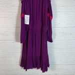 Roaman’s Roaman's Dress Size 20W Purple Crinkle Embroidered Ruffle Boatneck Long Sleeve Photo 5