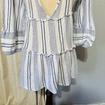Blue Island  Women Boho Swim Cover Up Blue/White/Stripe Long Bell Sleeve Sz S Photo 5