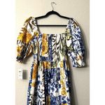 NWT INC Smocked Maxi Dress L Floral Print Blue Yellow White Cottage Romantic Size L Photo 1
