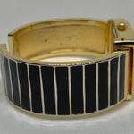 Gruen women’s quartz analog wrist watch gold black tone 26mm case MOP dial runs Photo 5