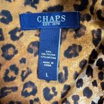 CHAPS Pajama Set Womens Large Leopard Embroidered Pocket 2 Piece PJs Shirt Pants Photo 8