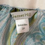 Garnet Hill  100% Silk Maxi Skirt Paisley Tiered Blue Green Size 2P Elastic Waist Photo 3