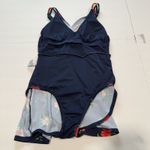 Lands' End  Navy Blue Red Floral Tulip Wrap One Piece Swim Dress Size XS Photo 8