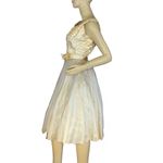 VINTAGE 1960’S CREAM SEQUINED FULL TULLE & SATIN SKIRT PARTY DRESS (S) Photo 4