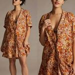 Anthropologie PILCRO x | Boho Puffed Sleeve Floral Tapestry Button Dress | XL Photo 2