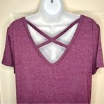 Yelete  Criss Cross Back TShirt Dress Swing Athletic VNeck Purple S Photo 6