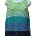 So Blue Striped Sleeveless Knit Top Size L Tranquil Waters Blue Green Beach Size L Photo 0
