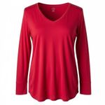 a.n.a . Maternity Ruched Red Long Sleeve Jersey Top 1X Casual V-neck Tee Photo 0