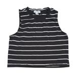 Cotton Emporium  Tank Top Womens XL Monochrome Striped Shirt Black White Cropped Photo 0