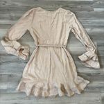 Saints + Secrets Hello Molly Short Linen Dress, bell sleeves, crochet detail, pit to pit is 17, waist is 14, length is 33 Tan Size M Photo 1