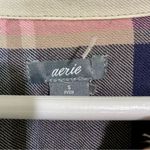 Aerie  Women’s Long Sleeve Ruffle Plaid Button Down Shirt Pink Tan Size Small EUC Photo 3