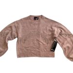 Broadway 38 New Soft Pink Rhinestone Fringe Cropped Long Sleeve Sweater‎ Size M Size M Photo 0