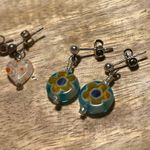 Art Glass Flower Print Drop Earrings Photo 2