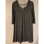 Derek Heart  Long Sleeve Gray/Black V Neck Front V Neck Back Dress Size M Photo 1