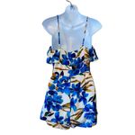 Solemio  blue floral key hole tie front romper Photo 3