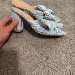 Light Blue Textured Satin Heels with Bow Size 8 Photo 2