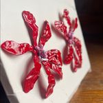 ZARA NWT / New in Box  Red Flower & Beaded Earrings Photo 2