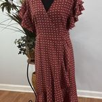 Max Studio  Women M Short Flutter Sleeve Wrap Babydoll Dress Ruffle Barbiecore Photo 1