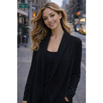 Banana Republic  Black Italian Wool Cashmere Waterfall Cardigan M Quiet Luxury Photo 1