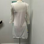 Colorful Patchwork Dress with Crochet Lace Sleeves White Size M Photo 3