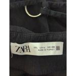 ZARA  Black Ruched Side Midi Dress Strapy High Slit Women's Large Party Cocktail Photo 12