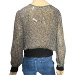 Valentino Vtg 10 Black Tan Printed Ribbed Sweater Knit Waist Wrist Blouse Top Photo 4