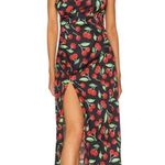 For Love & Lemons Xena Cherry Print Satin Midi Dress Women’s US XS Photo 9