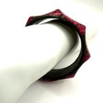 Pink floral hand painted wooden bangle bracelet Photo 3