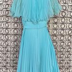 Vintage 60s light blue sheer cape accordion pleat dress maxi MEDIUM? Photo 2