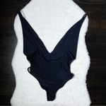 Topshop  Black Plunge Neck One Piece Swimsuit Photo 4