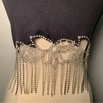 ZARA  Black Embellished Crop Tank Top tassels with flowers ref 7901/380 festival Photo 3