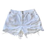 Free People NWT  Maggie Distressed Shorts Optic White SZ-32 Photo 7