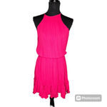 Halston Heritage  Pleated Flounce Blouson Mini Cocktail Dress Photo 1