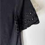 Kate Spade  Scallop Border Knit Tee Top Eyelet Black Cotton Large Photo 2
