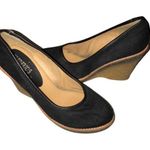 FREDERIC’S BLACK MICRO FABRIC SLIDE ON WEDGE SHOES SIZE 10 Photo 0