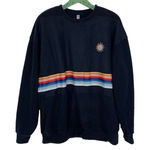 Order Plus Navy Sweatshirt Rainbow Stripe Sun Embroidered Pullover XL NWT Blue Photo 0